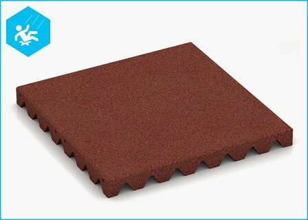 RubbertegelXL - Rubberen Speelplaatstegel 50x50x5,5 cm Rood - Bovenzijde