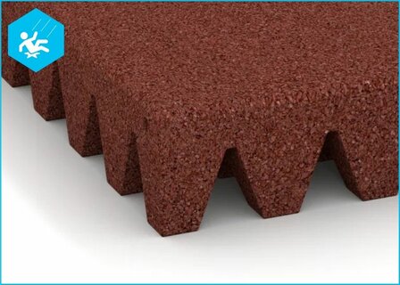 RubbertegelXL - Rubberen Speelplaatstegel 50x50x6,5 cm Rood - Details