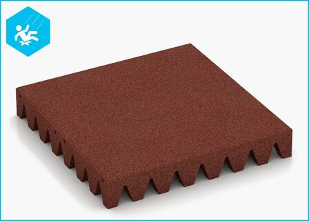 RubbertegelXL - Rubberen Speelplaatstegel 50x50x6,5 cm Rood - Bovenzijde
