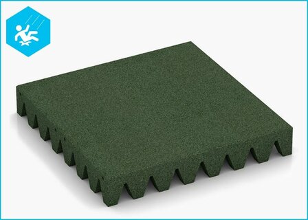 RubbertegelXL - Rubberen Speelplaatstegel 50x50x6,5 cm Groen - Bovenzijde