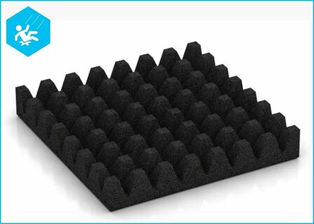 RubbertegelXL - Rubberen Speelplaatstegel 50x50x8,0 cm Zwart - Bovenzijde