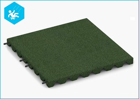 RubbertegelXL - Rubberen Speelplaatstegel - 50x50x4 cm Groen - met Pen/Gatverbinding - Bovenzijde