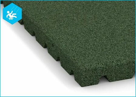 RubbertegelXL - Rubberen Speelplaatstegel - 50x50x4 cm Groen - met Pen/Gatverbinding - Detail