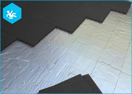 RubbertegelXL - Rubberen Speelplaatstegel - 50x50x4 cm Zwart - met Pen/Gatverbinding - Legverband