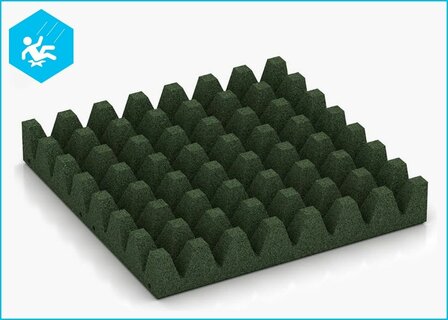 RubbertegelXL - Rubberen Speelplaatstegel 50x50x8 cm Groen met pen/gatverbinding - Onderzijde