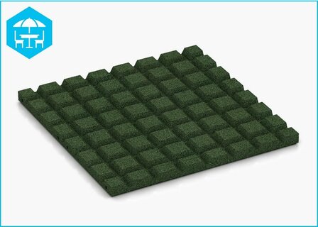 RubbertegelXL - Rubberen Dak &amp; Terrastegel 50x50x3 cm Groen - Onderzijde