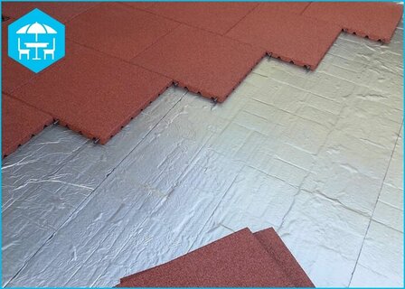 RubbertegelXL - Rubberen Dak- &amp; Terrastegel 50x50x3 cm Rood met pen-gatverbinding - Legverband