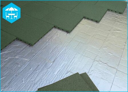 RubbertegelXL - Rubberen Dak- &amp; Terrastegel 50x50x4 cm Groen met pen-gatverbinding - Legverband