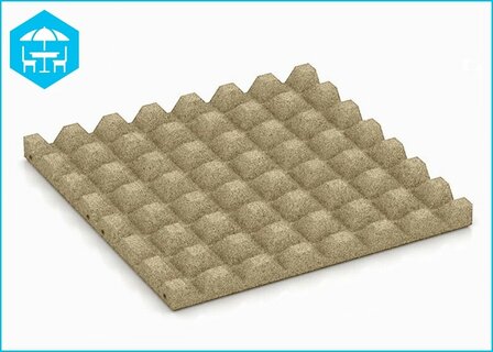 RubbertegelXL - Rubberen Dak- &amp; Terrastegel 50x50x4 cm Zand met pen-gatverbinding - Onderzijde