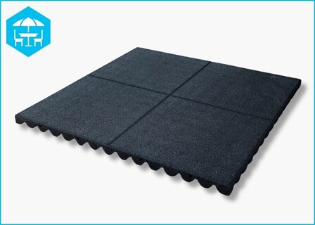 RubbertegelXL - Rubberen Dak- &amp; Terrastegel 100x100x4 cm Zwart - Bovenzijde