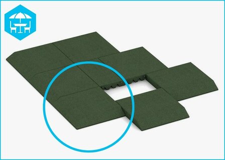 RubbertegelXL - Rubberen Dak- &amp; Terrastegel 50x50 cm Hoek Groen - Legadvies