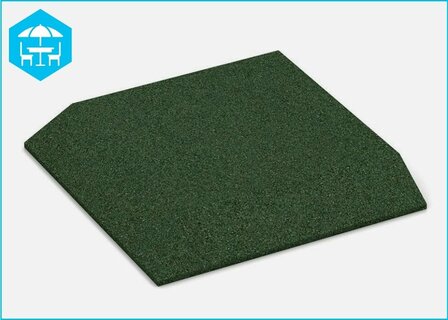 RubbertegelXL - Rubberen Dak- &amp; Terrastegel 50x50 cm Hoek Groen - Bovenzijde