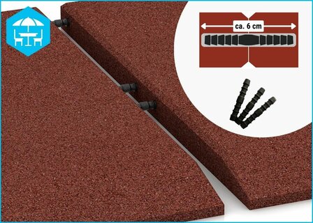 RubbertegelXL - Rubberen Dak- &amp; Terrastegel 50x50 cm Rand Rood met pen-gatverbinding - de Pen-Gatverbinding