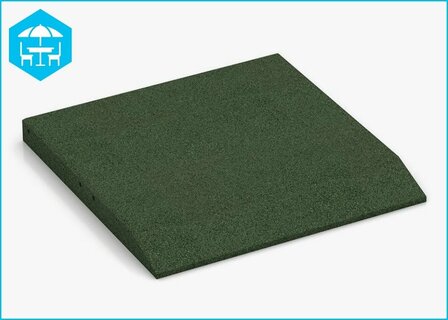 RubbertegelXL - Rubberen Dak- &amp; Terrastegel 50x50 cm Rand Groen - Bovenzijde