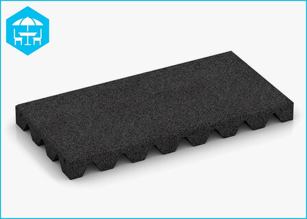 RubbertegelXL - Rubberen Dak- &amp; Terrastegel - 50x25x4 cm Zwart - Bovenzijde