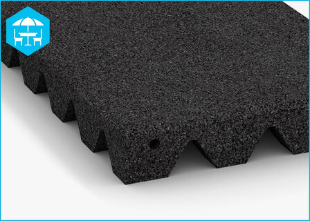 RubbertegelXL - Rubberen Dak- &amp; Terrastegel - 50x25x4 cm Zwart - Detail