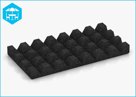 RubbertegelXL - Rubberen Dak- &amp; Terrastegel - 50x25x4 cm Zwart - Onderzijde