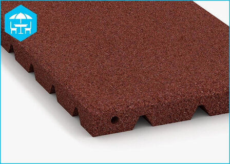 RubbertegelXL - Rubberen Dak- &amp; Terrastegel - 50x25x3 cm Rood - met Pen-Gatverbinding - Detail