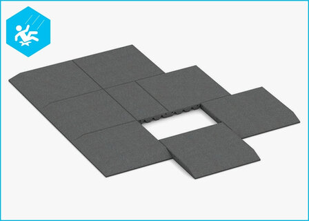 RubbertegelXL - Rubberen Speelplaatstegel 50x50 cm Rand Grijs - Legadvies