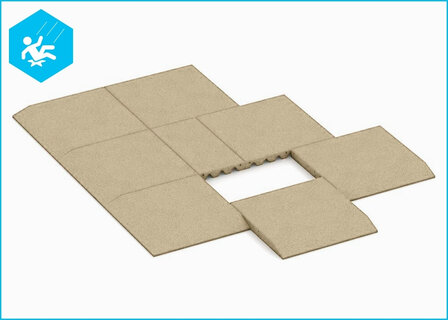 RubbertegelXL - Rubberen Speelplaatstegel 50x50 cm Rand Zand - Legadvies
