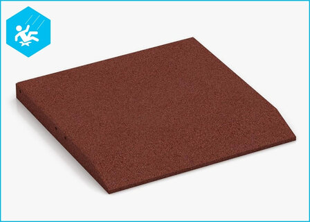RubbertegelXL - Rubberen Speelplaatstegel - 50x50 cm Rand Rood met pen-gatverbinding - Bovenzijde