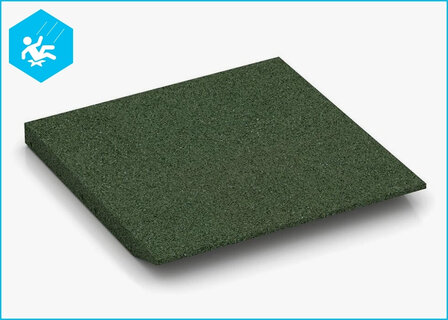 RubbertegelXL - Rubberen Speelplaatstegel - 50x50 cm Rand Groen met pen-gatverbinding - Onderzijde