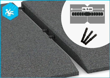 RubbertegelXL - Rubberen Speelplaatstegel - 50x50 cm Rand Grijs met pen-gatverbinding - de Pen-Gatverbinding