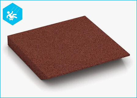 RubbertegelXL - Rubberen Speelplaatstegel 50x50 cm Hoek Rood - Onderzijde