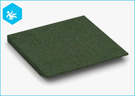 RubbertegelXL - Rubberen Speelplaatstegel 50x50 cm Hoek Groen met pen-gatverbinding - Onderzijde