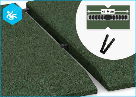 RubbertegelXL - Rubberen Speelplaatstegel 50x50 cm Hoek Groen met pen-gatverbinding - de Pen-Gatverbinding