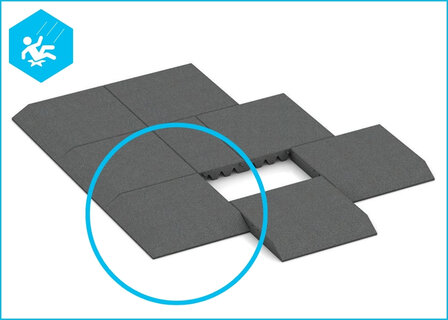 RubbertegelXL - Rubberen Speelplaatstegel 50x50 cm Hoek Grijs met pen-gatverbinding - Legadvies