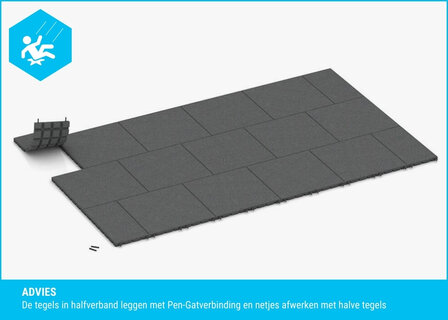 RubbertegelXL - Rubberen Speelplaatstegel - 50x25x3 cm Half Grijs - Legadvies