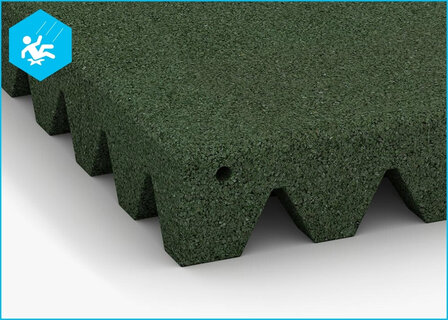 RubbertegelXL - Rubberen Speelplaatstegel - 50x25x6,5 cm Groen - Detail