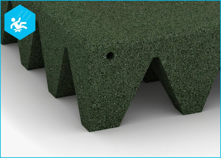 RubbertegelXL - Rubberen Speelplaatstegel - 50x25x10 cm Groen - Detail