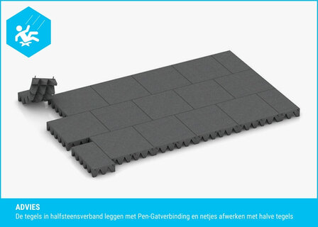 RubbertegelXL - Rubberen Speelplaatstegel - 50x25x10 cm Grijs - Legadvies