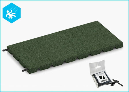 RubbertegelXL - Rubberen Speelplaatstegel - 50x25x3 cm Groen PG - Bovenzijde