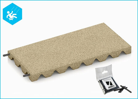 RubbertegelXL - Rubberen Speelplaatstegel - 50x25x4 cm Zand PG - Bovenzijde