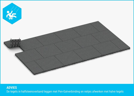 RubbertegelXL - Rubberen Speelplaatstegel - 50x25x5,5 cm Grijs PG - Legadvies