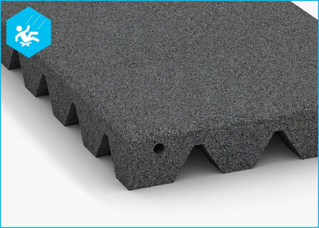 RubbertegelXL - Rubberen Speelplaatstegel - 50x25x5,5 cm Grijs PG - Detail
