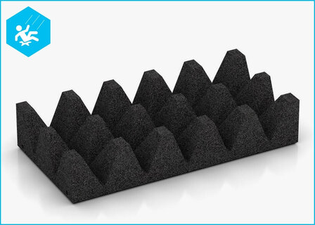 RubbertegelXL - Rubberen Speelplaatstegel - 50x25x10 cm Zwart PG - Onderzijde