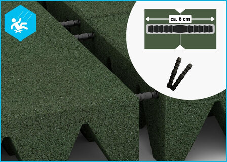 RubbertegelXL - Rubberen Speelplaatstegel - 50x25x10 cm Groen PG - de Pen-Gatverbinding