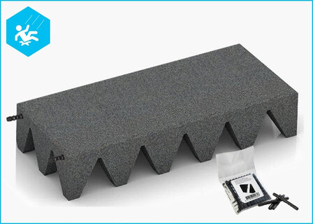 RubbertegelXL - Rubberen Speelplaatstegel - 50x25x10 cm Grijs PG - Bovenzijde