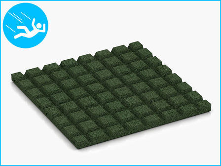RubbertegelXL- Rubberen Speelplaatstegel - 50x50x3 Groen - Onderkant