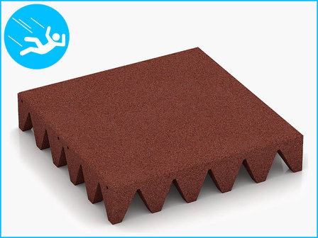 RubbertegelXL - Rubberen Speelplaatstegel - 50x50x10 cm Rood - Bovenkant