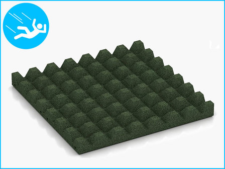 RubbertegelXL - Rubberen Speelplaatstegel - 50x50x7,5 cm Groen - met Pen/Gatverbinding - Onderkant