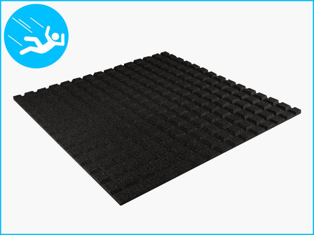 RubbertegelXL - Rubberen Speelplaatstegel - 100x100x3 cm Zwart - Onderkant