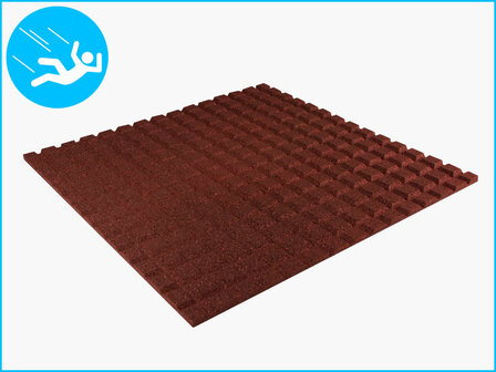 RubbertegelXL - Rubberen Speelplaatstegel - 100x100x3 cm Rood - Onderkant