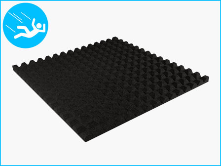 RubbertegelXL - Rubberen Speelplaatstegel - 100x100x4 cm Zwart - Onderkant