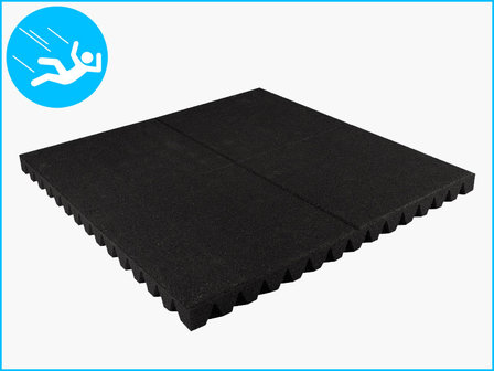 RubbertegelXL - Rubberen Speelplaatstegel - 100x100x7,5 cm Zwart - Bovenkant