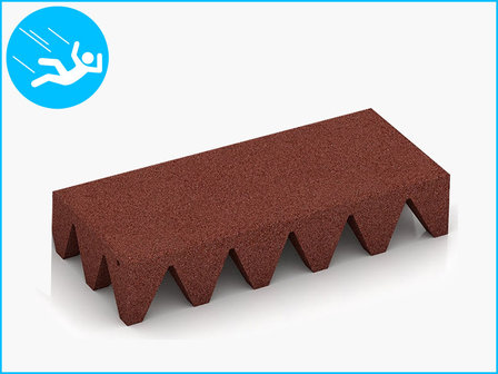 RubbertegelXL - Rubberen Speelplaatstegel - 50x25x10 cm Rood - Bovenkant